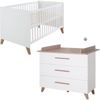roba »Ole« Kinderzimmerset Bett und Wickelkommode - 76x142x82cm - weiß - Holz / Holz von roba