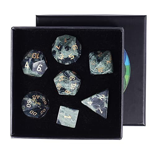 rockcloud Kambaba Jaspis DND polyedrische Würfel, 7er-Set, heilender Kristallstein, handgefertigte Würfel mit Würfelbox, für RPG, MTG, Tischspiele, Heimbüro, Dekor rockcloud Kambaba Jaspis DND polyedrische Würfel, 7er-Set, heilender Kristallstein, handgefertigte Würfel mit Würfelbox, für RPG, MTG, Tischspiele, Heimbüro, Dekor von rockcloud