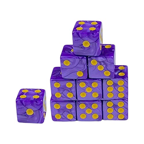 rockible 10x Bunte Würfel 0,6 Zoll Lernspielzeug Sechsseitige Würfel für Geschenke bei Partys und Rollenspiele, Violett Gelb von rockible
