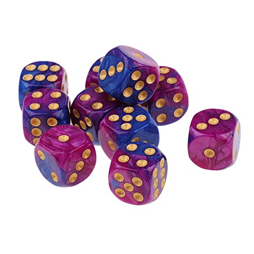 rockible 10x Sechsseitige D6 für Requisiten, lila blau von rockible