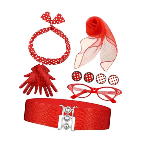 rockible 1950er Jahre Damenkostüm, Handschuhe, Schal, Retro Kostüm für Urlaubsoutfit, Festival Requisiten, Rotes 7-teiliges Set rockible 1950er Jahre Damenkostüm, Handschuhe, Schal, Retro Kostüm für Urlaubsoutfit, Festival Requisiten, Rotes 7-teiliges Set von rockible