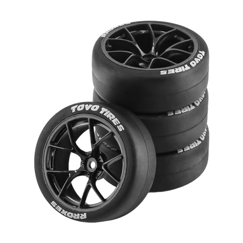 rockible 4 Stück Gummi Driftreifen, Verschleißfest, Langlebiger Ersatz für TT02 1:10 RC On Road Touring Car, Schwarz rockible 4 Stück Gummi Driftreifen, Verschleißfest, Langlebiger Ersatz für TT02 1:10 RC On Road Touring Car, Schwarz von rockible