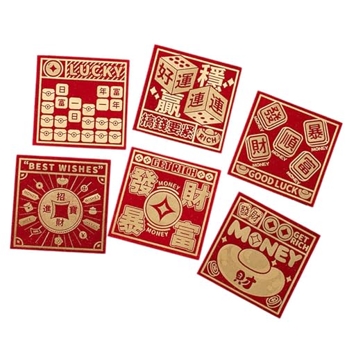 rockible 6 Stück Chinesische Rote Umschläge, Frühlingsfest Zubehör für Kinder, Rote Pakete, Hong Bao für Geburtstage, Hochzeiten, Laternenfeste, Style B von rockible