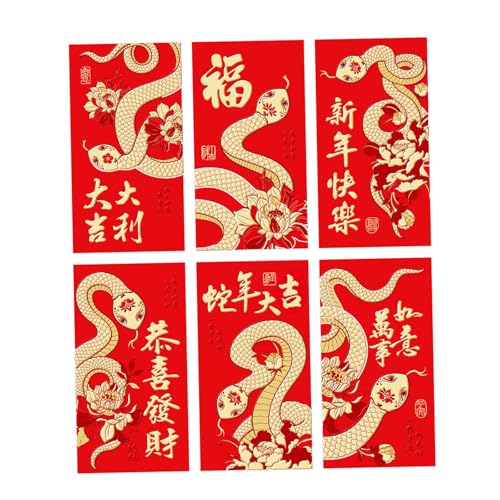 rockible 6 X Chinesische Neujahrsumschläge, Geld, Rotes Paket, Hong Bao, Dekoration, Niedliches Mondneujahr für Abschlussfeier, Büro, Zuhause, Style E von rockible