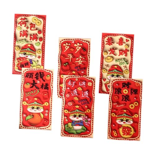 rockible 6X Schlangen Umschläge Zum Chinesischen Neujahr, Rote Umschläge, Rote Pakete, Ornamente, Mond Neujahrsdekoration, Segensworte, Neuheit Hongbao, Style C von rockible