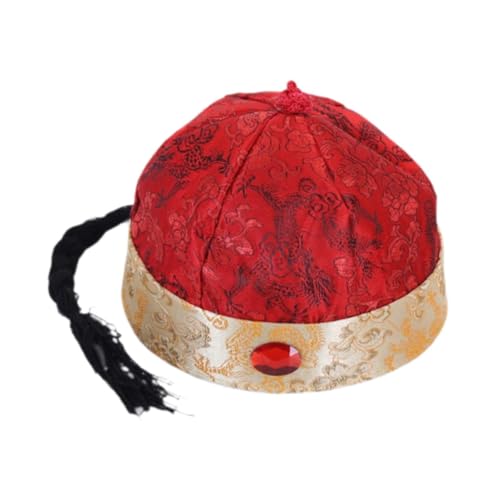 rockible Chinesischer orientalischer Hut, lustige Kopfbedeckung mit Pferdeschwanz für Theateraufführungen, Dunkelrot 52cm rockible Chinesischer orientalischer Hut, lustige Kopfbedeckung mit Pferdeschwanz für Theateraufführungen, Dunkelrot 52cm von rockible