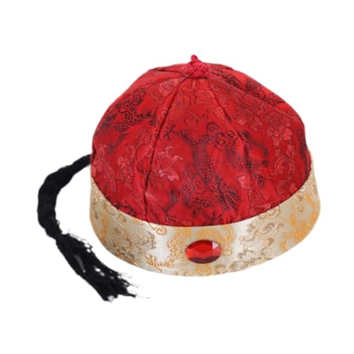rockible Chinesischer orientalischer Hut, lustige Kopfbedeckung mit Pferdeschwanz für Theateraufführungen, Dunkelrot 54cm rockible Chinesischer orientalischer Hut, lustige Kopfbedeckung mit Pferdeschwanz für Theateraufführungen, Dunkelrot 54cm von rockible