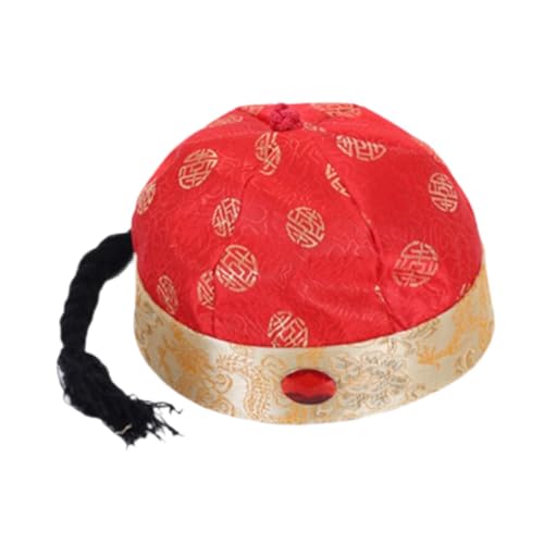 rockible Chinesischer orientalischer Hut, lustige Kopfbedeckung mit Pferdeschwanz für Theateraufführungen, Rot 54cm rockible Chinesischer orientalischer Hut, lustige Kopfbedeckung mit Pferdeschwanz für Theateraufführungen, Rot 54cm von rockible