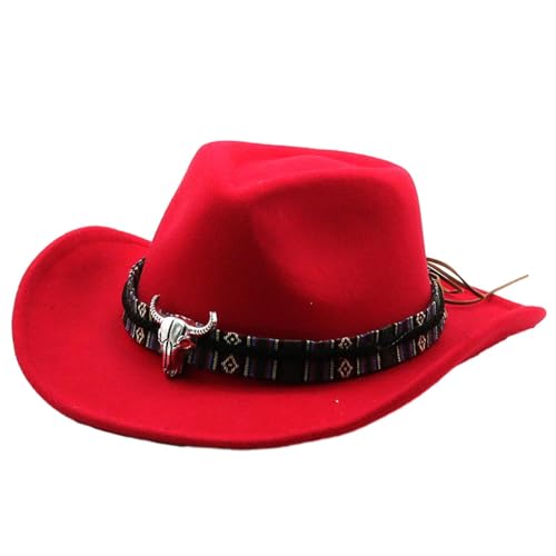 rockible Cowboy-Hut, Outdoor-Hut, warm, stilvoll, breite Krempe, Cosplay-Sonnenschutz, Cowgirl-Hut für Straßen-Themenparty, Wandern, Rot rockible Cowboy-Hut, Outdoor-Hut, warm, stilvoll, breite Krempe, Cosplay-Sonnenschutz, Cowgirl-Hut für Straßen-Themenparty, Wandern, Rot von rockible
