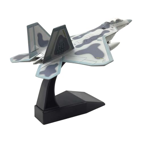 rockible Diecast Alloy Fighter 1/100 USA F22 Aircraft Collections Flugzeug Modellflugzeug Display für Wohnzimmer Schlafzimmer Tischdekoration, Schwarze Basis von rockible