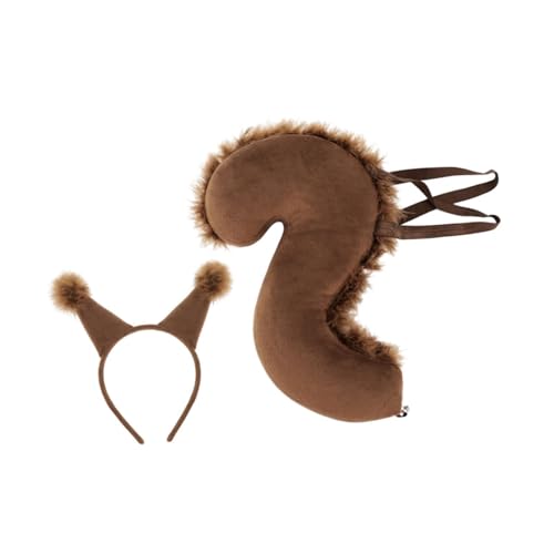 rockible Eichhörnchen-Ohren und Schwanz-Set, Cosplay-Haarreifen für Maskerade-Bühnenauftritt, Braun von rockible