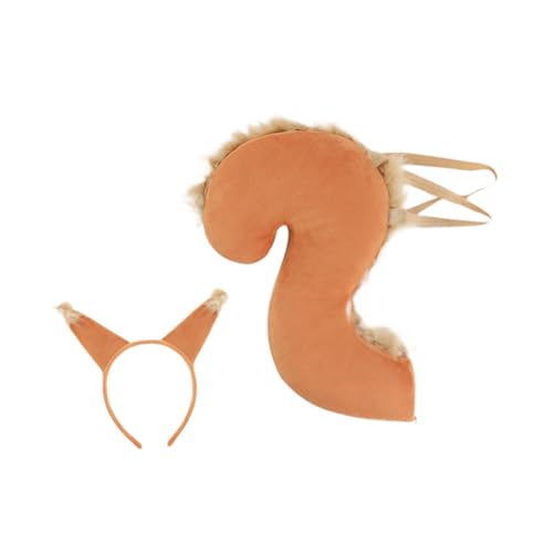 rockible Eichhörnchen-Ohren und Schwanz-Set, Cosplay-Haarreifen für Maskerade-Bühnenauftritt, Orange von rockible