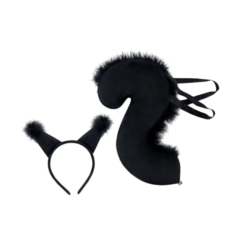 rockible Eichhörnchen-Ohren und Schwanz-Set, Cosplay-Haarreifen für Maskerade-Bühnenauftritt, Schwarz von rockible