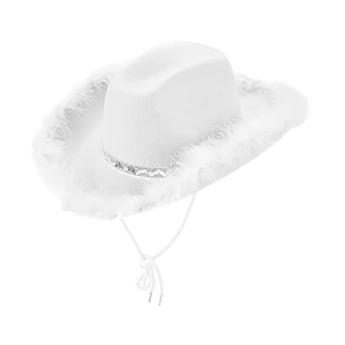 rockible Feder Cowgirl Hat Cowboy Hut für Party liefert Geburtstagsbühne Performance, Weiß rockible Feder Cowgirl Hat Cowboy Hut für Party liefert Geburtstagsbühne Performance, Weiß von rockible