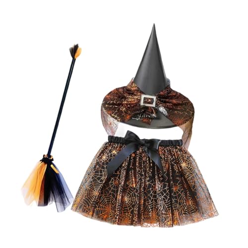 rockible Halloween Hexenkostüm für Mädchen im Kindergarten, lustiges Rock-, Hut- und -Set, Schwarz Und Orange, L rockible Halloween Hexenkostüm für Mädchen im Kindergarten, lustiges Rock-, Hut- und -Set, Schwarz Und Orange, L von rockible