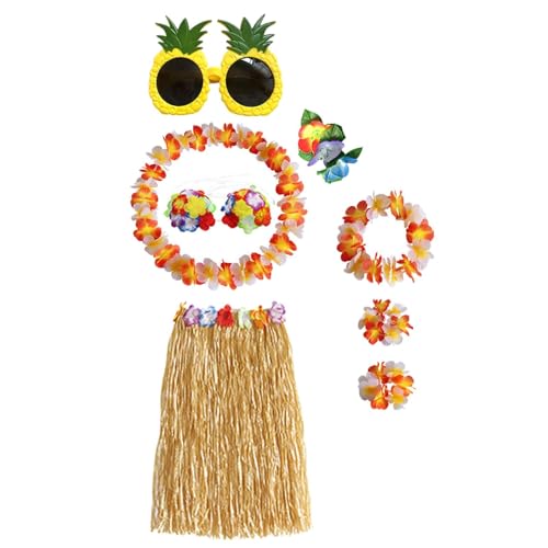 rockible Hawaiirock Bastrock Kostümset für Strand Hochzeit Karneval Fasching, Rocklänge 60cm von rockible