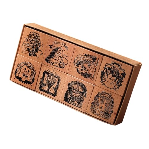 rockible Holzstempel Set für kreative Projekte - Stempel für Journaling und Scrapbooking von rockible