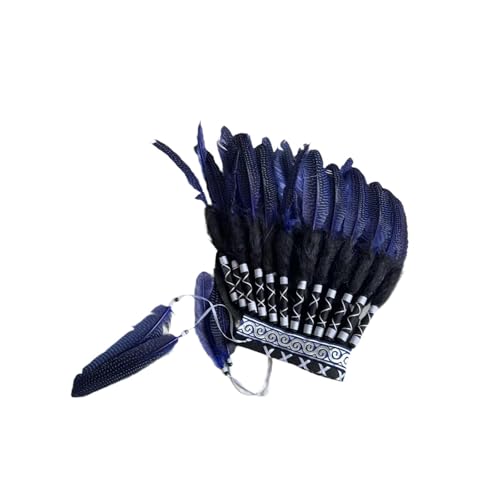 rockible Indianer-Kopfschmuck mit Federn, Mottoparty, Kostümzubehör, Blau von rockible