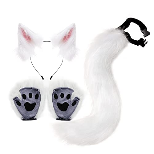 rockible Katzenkostüm für Cosplay mit Clip-Stirnband und Zubehör, Weiß rockible Katzenkostüm für Cosplay mit Clip-Stirnband und Zubehör, Weiß von rockible