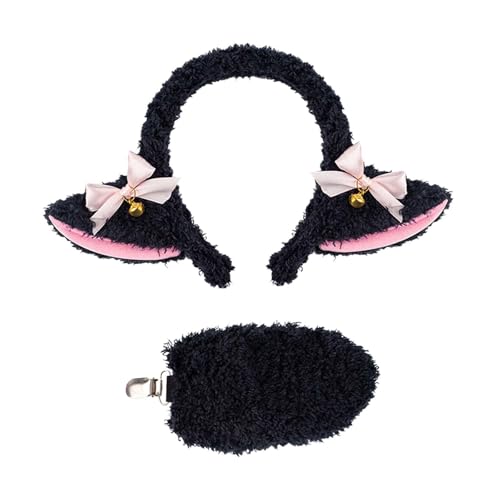 rockible Lammohren und Schwanz süßes Haarband Schafohren Stirnband für Cosplay -Rollenspiele, Schwarz von rockible