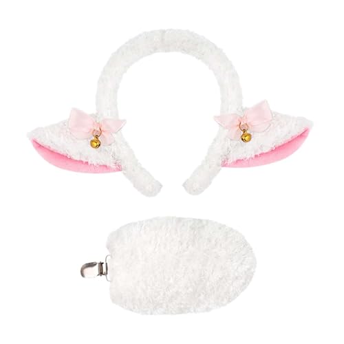 rockible Lammohren und Schwanz süßes Haarband Schafohren Stirnband für Cosplay -Rollenspiele, Weiß von rockible