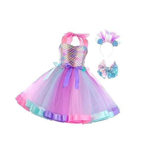 rockible Mädchen Prinzessin Kleid Kinder Einhorn Kostüm Partykleid für Geburtstagsfeier, LILA, l; Zauberhaftes Outfit für kleine Prinzessinnen von rockible