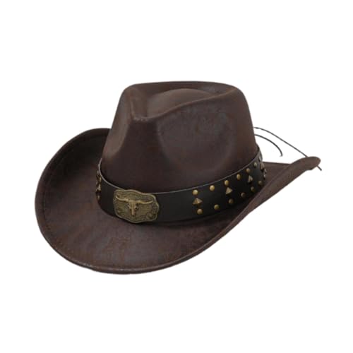 rockible Männer Frauen Western Cowboy Hut PU Neuheit für Angeln Bühne Leistung, Braun rockible Männer Frauen Western Cowboy Hut PU Neuheit für Angeln Bühne Leistung, Braun von rockible
