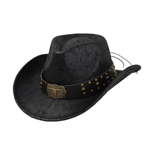 rockible Männer Frauen Western Cowboy Hut PU Neuheit für Angeln Bühne Leistung, Schwarz rockible Männer Frauen Western Cowboy Hut PU Neuheit für Angeln Bühne Leistung, Schwarz von rockible
