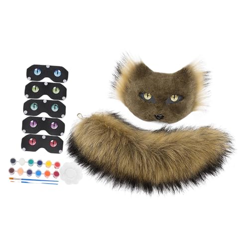 rockible Maske und Schwanz Set süßes Cosplay Kostüm Zubehör für Abschlussball Karneval, Gelb rockible Maske und Schwanz Set süßes Cosplay Kostüm Zubehör für Abschlussball Karneval, Gelb von rockible