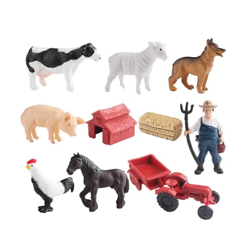 rockible Mini Scheune Bauernhof Spielzeug Spielset Lernspielzeug Bauernhof Tiere Figuren Set für Jungen Mädchen, 10 Stück Stil C von rockible