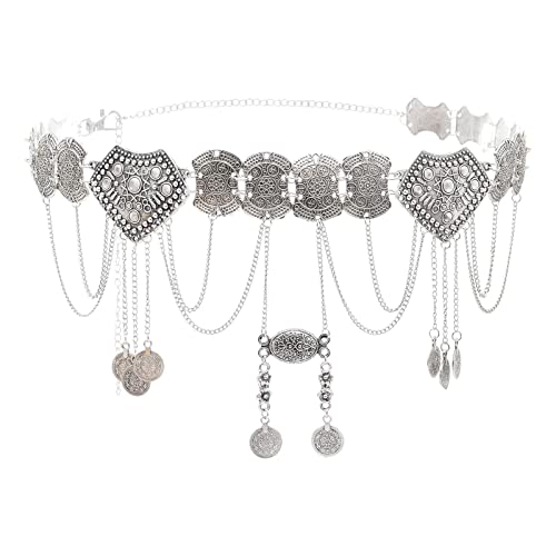 rockible Mode Frauen Taille Kette Bauchtanz Gürtel Kostüm Quasten Mädchen Legierung, Silber von rockible