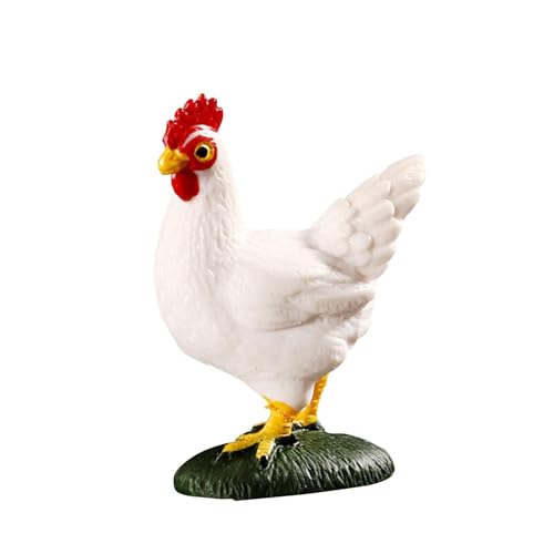 rockible Realistische Hühnerfigur, Ornament, Bauernhoftierfiguren, Diorama-Modell für Regal, Weißer Hahn von rockible