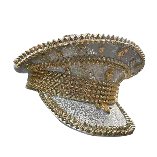 rockible Strasshut Modekostümhut für Jazz Halloween Cosplay Cosplay Food Dress Party, Silber Gold von rockible