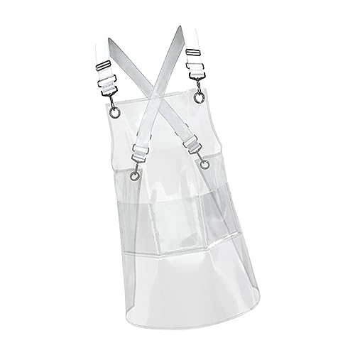rockible Transparente Schürze, TPU-Schürze, Kochschürze, Gartenarbeit mit großer Tasche, leichte verstellbare Träger, Kunstsalon, modische öldichte Schürze, Weiß von rockible