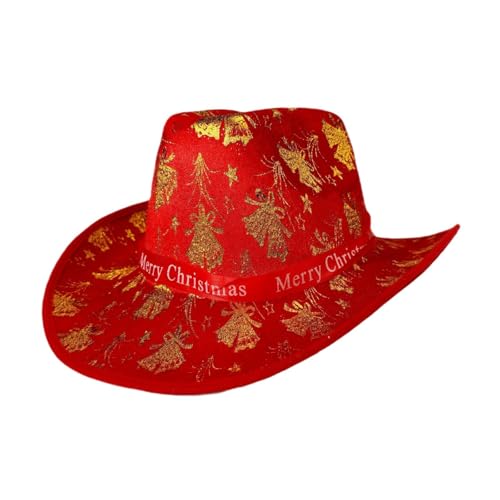 rockible Weihnachts-Cowboyhut, lässiger Weihnachtshut für Bühnenauftritte, Karneval, Reisen, Goldene Fliege rockible Weihnachts-Cowboyhut, lässiger Weihnachtshut für Bühnenauftritte, Karneval, Reisen, Goldene Fliege von rockible