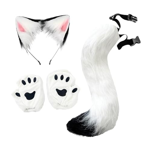 rockible und Schwanz-Set, Ohren-Stirnband für Kostüm, Maskerade, Rollenspiele, Weiß rockible und Schwanz-Set, Ohren-Stirnband für Kostüm, Maskerade, Rollenspiele, Weiß von rockible