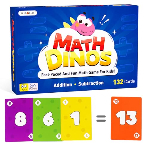 rokt&razo Mathe-Dinos, schnelles Tempo für Kinder, Mathematik-Kartenspiele, Addtion & Subtraktion unter 30, mit personalisierbaren Blankokarten rokt&razo Mathe-Dinos, schnelles Tempo für Kinder, Mathematik-Kartenspiele, Addtion & Subtraktion unter 30, mit personalisierbaren Blankokarten von rokt&razo