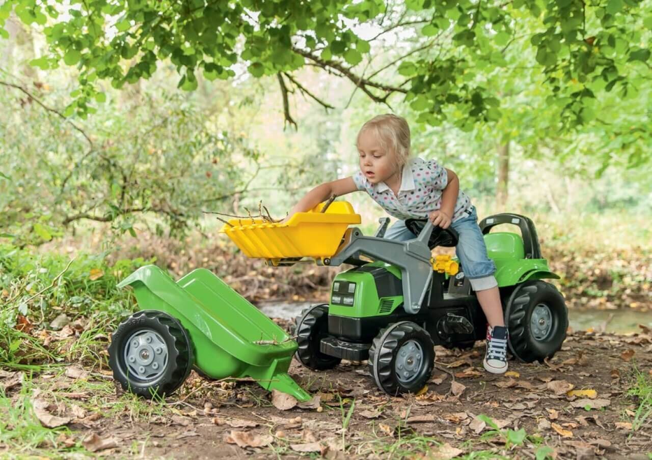 Trettraktor rollyKid Deutz-Fahr mit Lader und Anhänger Trettraktor rollyKid Deutz-Fahr mit Lader und Anhänger von rolly toys