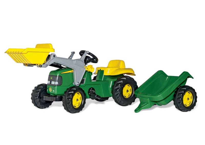 Trettraktor rollyKid John Deere, mit Lader und Trailer von rolly toys