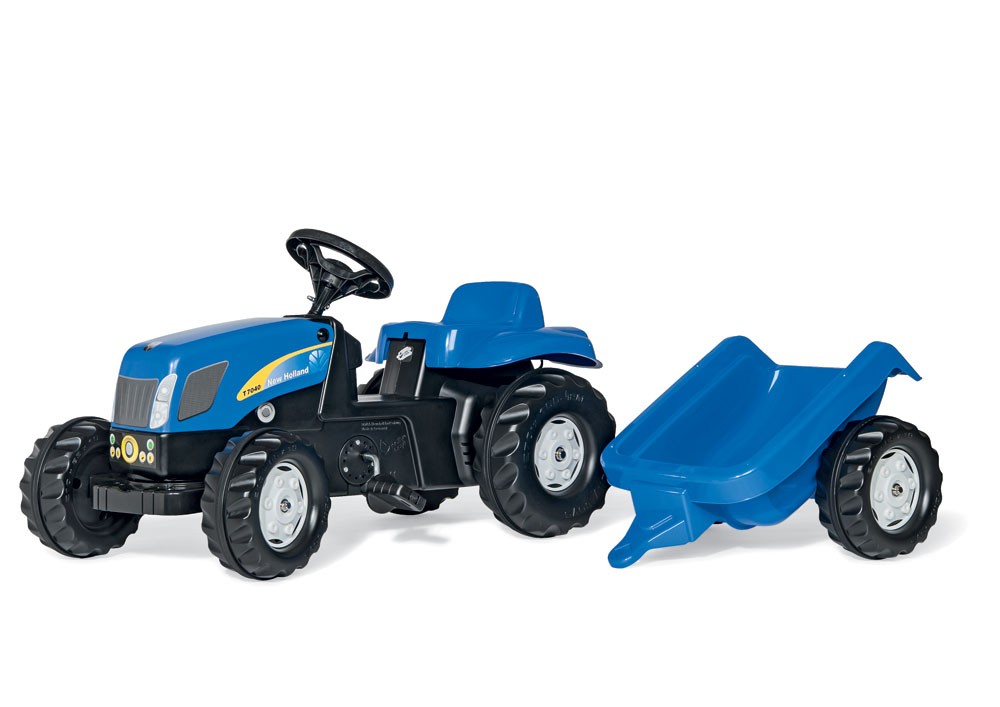 Trettraktor rollyKid New Holland, Farbe blau mit Anhänger Trettraktor rollyKid New Holland, Farbe blau mit Anhänger von rolly toys