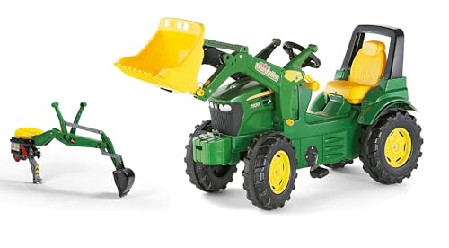Rolly Toys rollyFarmtrac John Deere mit Frontlader und Heckbagger (2-teiliges Set, mit Tretfahrzeug für Kinder ab DREI Jahre und Heckbagger mit Aufsitzfunktion) 710447 von rollytoys