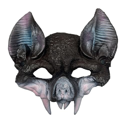 rongweiwang Horror Meets Halloween Fledermaus Cosplay Maske bringt durch Albtraum realistische Tier Masken PU schreckliche Halbmaske für Halloween, Typ+1 von rongweiwang