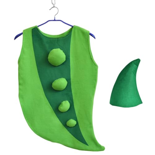 rongweiwang Niedliche Frucht Rollenspiel Erdbeer Wassermelonenhut für Kinder, lustiges Obst und Kleidungs Bühnenleistungsset (rot, Bowl Bohnen Kleidung von rongweiwang