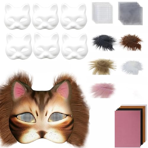 rongweiwang Therian Katzen Masken Set mit Augennetz und Edelstein Aufkleber. DIY Maskenherstellungs Set. Papier Augennetze und Edelstein Aufkleber. Therian Masken Set, A rongweiwang Therian Katzen Masken Set mit Augennetz und Edelstein Aufkleber. DIY Maskenherstellungs Set. Papier Augennetze und Edelstein Aufkleber. Therian Masken Set, A von rongweiwang