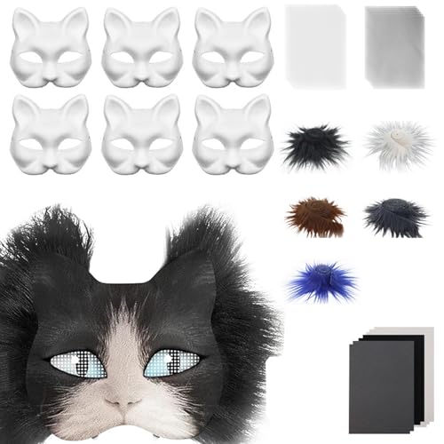 rongweiwang Therian Katzen Masken Set mit Augennetz und Edelstein Aufkleber. DIY Maskenherstellungs Set. Papier Augennetze und Edelstein Aufkleber. Therian Masken Set, D rongweiwang Therian Katzen Masken Set mit Augennetz und Edelstein Aufkleber. DIY Maskenherstellungs Set. Papier Augennetze und Edelstein Aufkleber. Therian Masken Set, D von rongweiwang