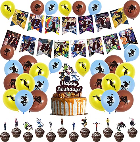 Geburtstag Dekorationen SK8 the Infinity Luftballons Alles Gute Zum Geburtstagfahne Anime Tortenaufsätze für Kinder SK8 die Unendlichkeit Thema Party Dekorationen von rosepartyh