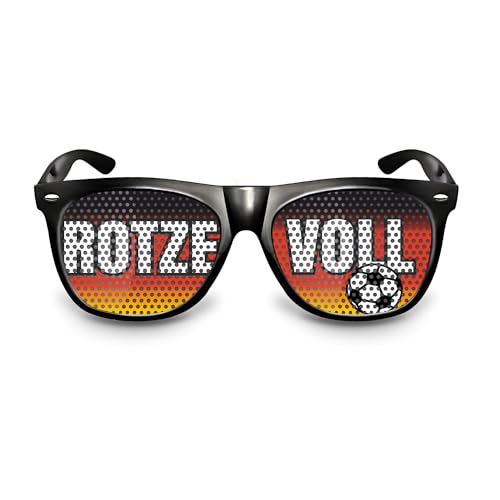rotzevoll® Partybrille Motiv Deutschland I Lustige Brille für dein Public Viewing Moment - Scherzbrille für Deine Nächste Fussball Party - Schwarze Sonnenbrille mit Design als EM Accessoire von rotzevoll