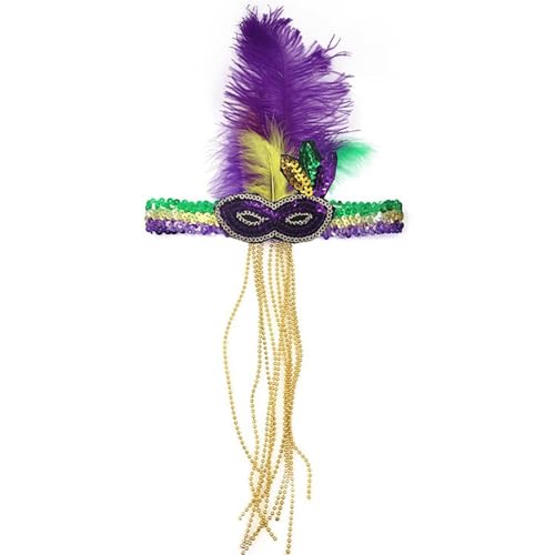 routinfly 20er Stirnband Fascinator Damen & Herren, Stirnbänder Cosplay Haarband Karneval Party Kopfschmuck, Regenbogen Feder Haarreif, Kopfbedeckung Kostüm Ostertag Hochzeit Halloween Party (#08) von routinfly