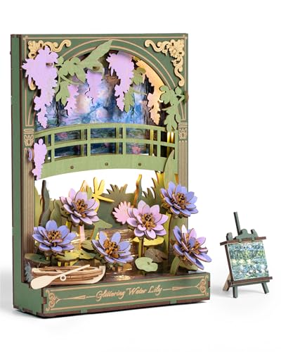 ROWOOD 3D Holzpuzzle für Erwachsene Kinder mit LED-Licht, Blumenmodell Bausatz, Tischdekoration, Wandkunst-Dekor, Puzzle Geschenke für Frauen und Männer Seerose TH001 ROWOOD 3D Holzpuzzle für Erwachsene Kinder mit LED-Licht, Blumenmodell Bausatz, Tischdekoration, Wandkunst-Dekor, Puzzle Geschenke für Frauen und Männer Seerose TH001 von rowood