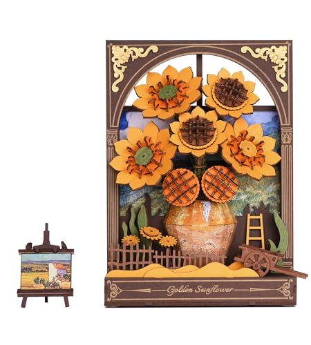 ROWOOD 3D Holzpuzzle für Erwachsene Kinder mit LED-Licht, Blumenmodell Bausatz, Tischdekoration, Wandkunst-Dekor, Puzzle Geschenke für Frauen und Männer Sonnenblume TH002 ROWOOD 3D Holzpuzzle für Erwachsene Kinder mit LED-Licht, Blumenmodell Bausatz, Tischdekoration, Wandkunst-Dekor, Puzzle Geschenke für Frauen und Männer Sonnenblume TH002 von rowood